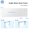 Single Motor Electric Adjustable Height Standing Desk, Single/Dual Crossbeam Desk Frame, One-Piece/Splicing Desktop Option