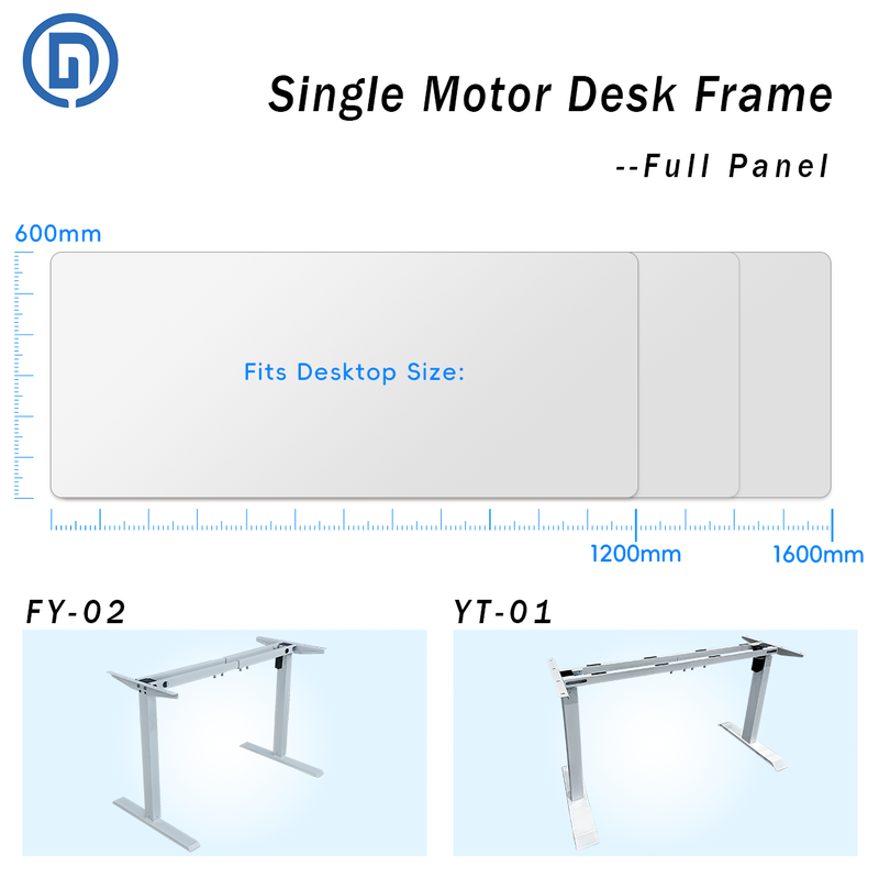 Single Motor Electric Adjustable Height Standing Desk, Single/Dual Crossbeam Desk Frame, One-Piece/Splicing Desktop Option