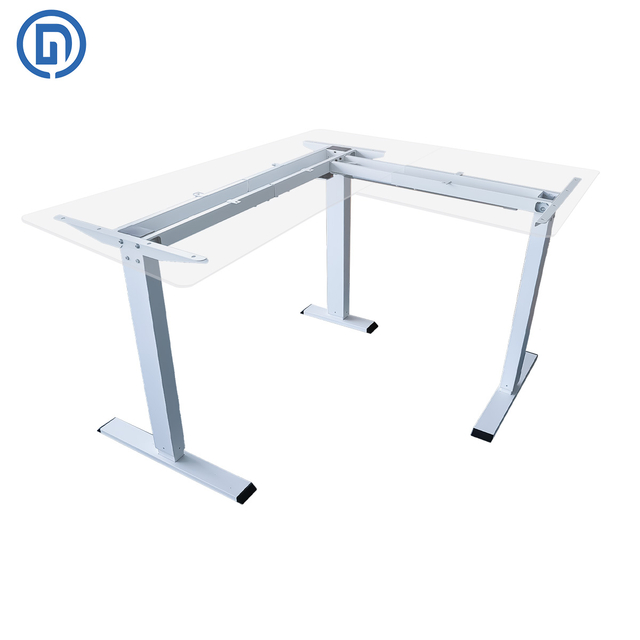 Single Motor L Shape Electric Corner Standing Desk Frame(White)