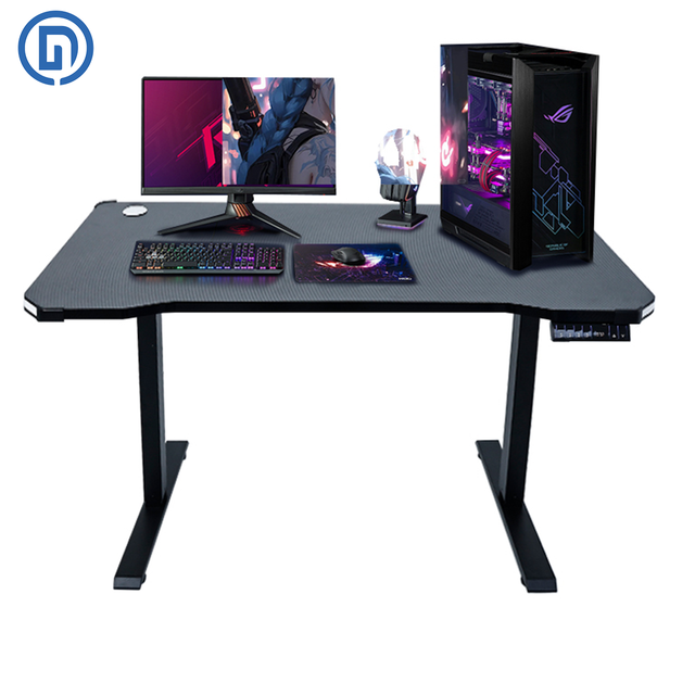 ND-G11 Single Motor Height-Adjustable Gaming Desk, RGB Light, Black/White Desk Frame, BIFMA Compliant