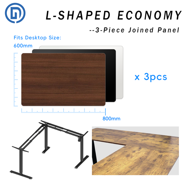 L Shaped Dual Motor Electric Adjustable Height Corner Standing Desk, 3 Lifting Column, Crossbeam Desk Frame Option, One-Piece Desktop