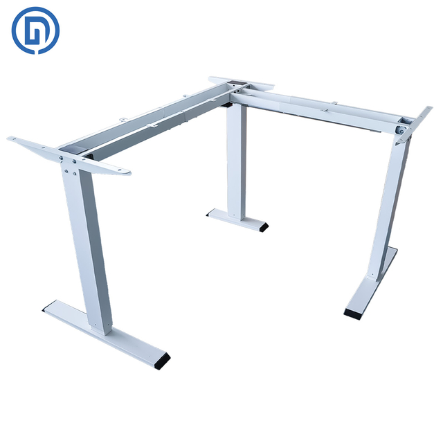 Single Motor L Shape Electric Corner Standing Desk Frame(White)