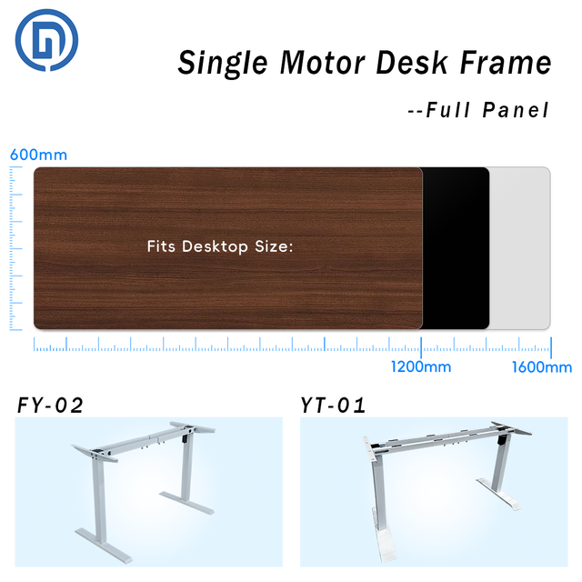 Single Motor Electric Adjustable Height Standing Desk, Single/Dual Crossbeam Desk Frame, One-Piece/Splicing Desktop Option
