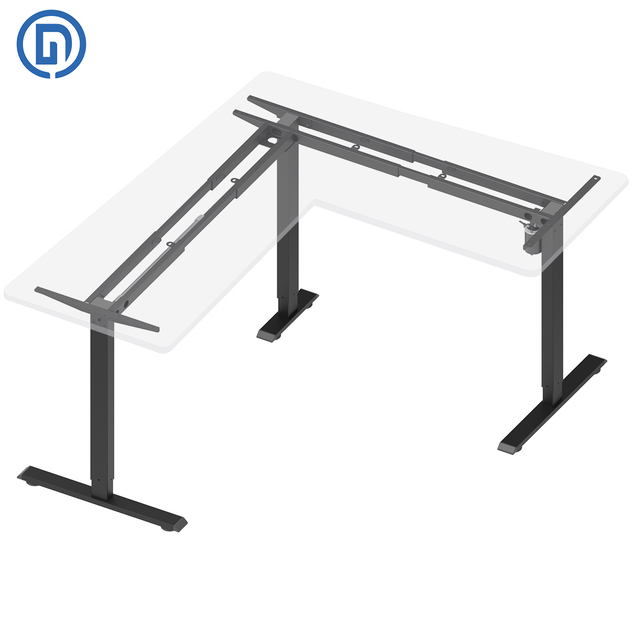 Single Motor L Shape Electric Corner Standing Desk Frame(Black)
