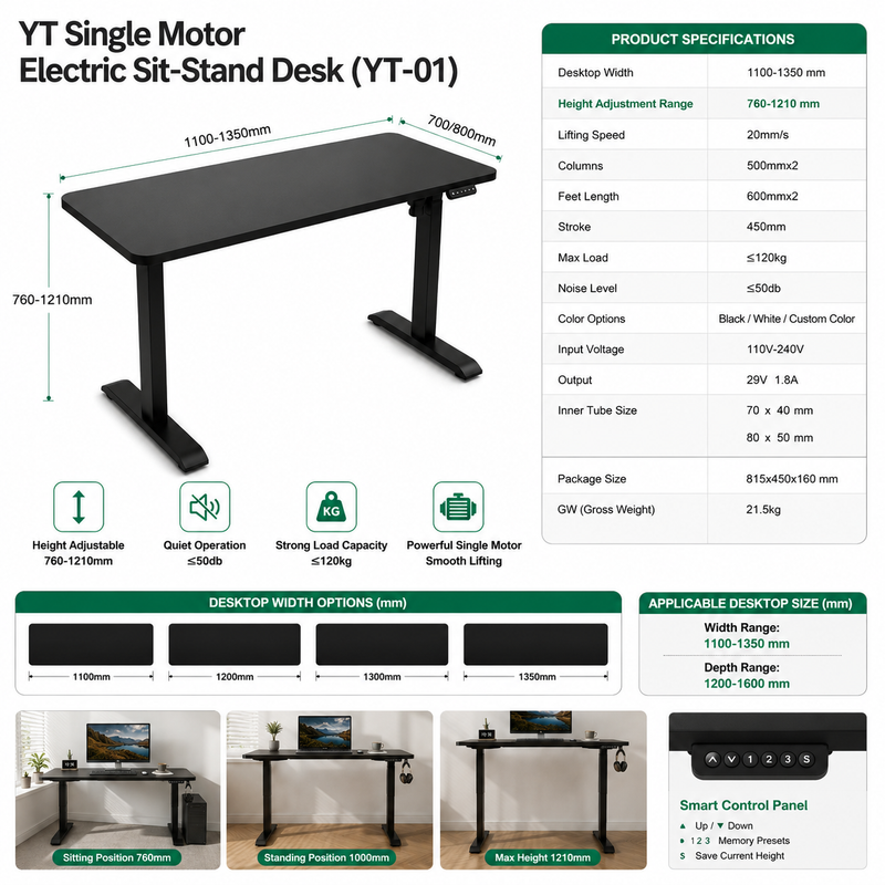 single motor standing desk supplier