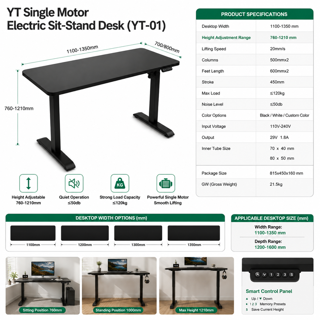 single motor standing desk supplier