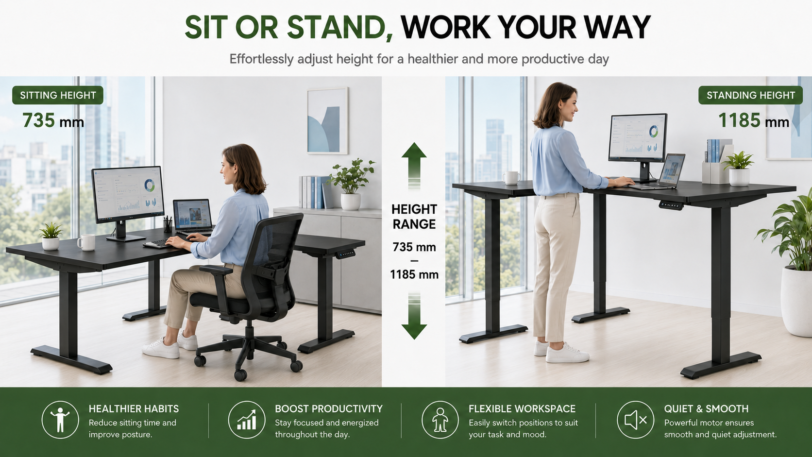 L corner standing desk
