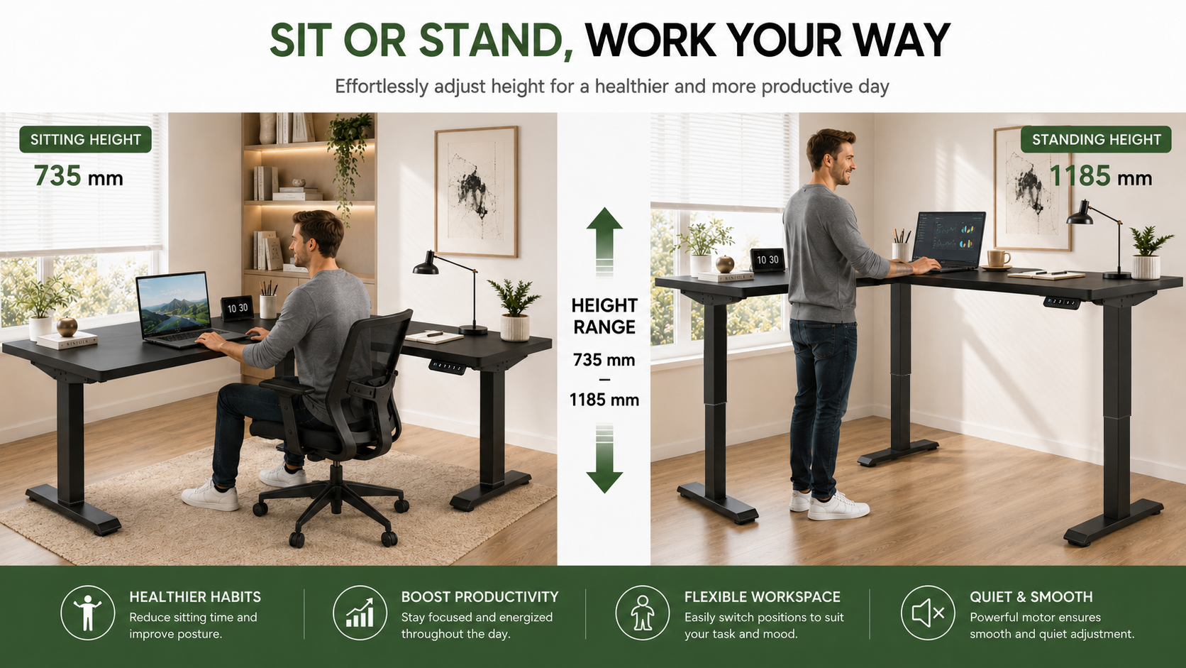 adjustable L desk