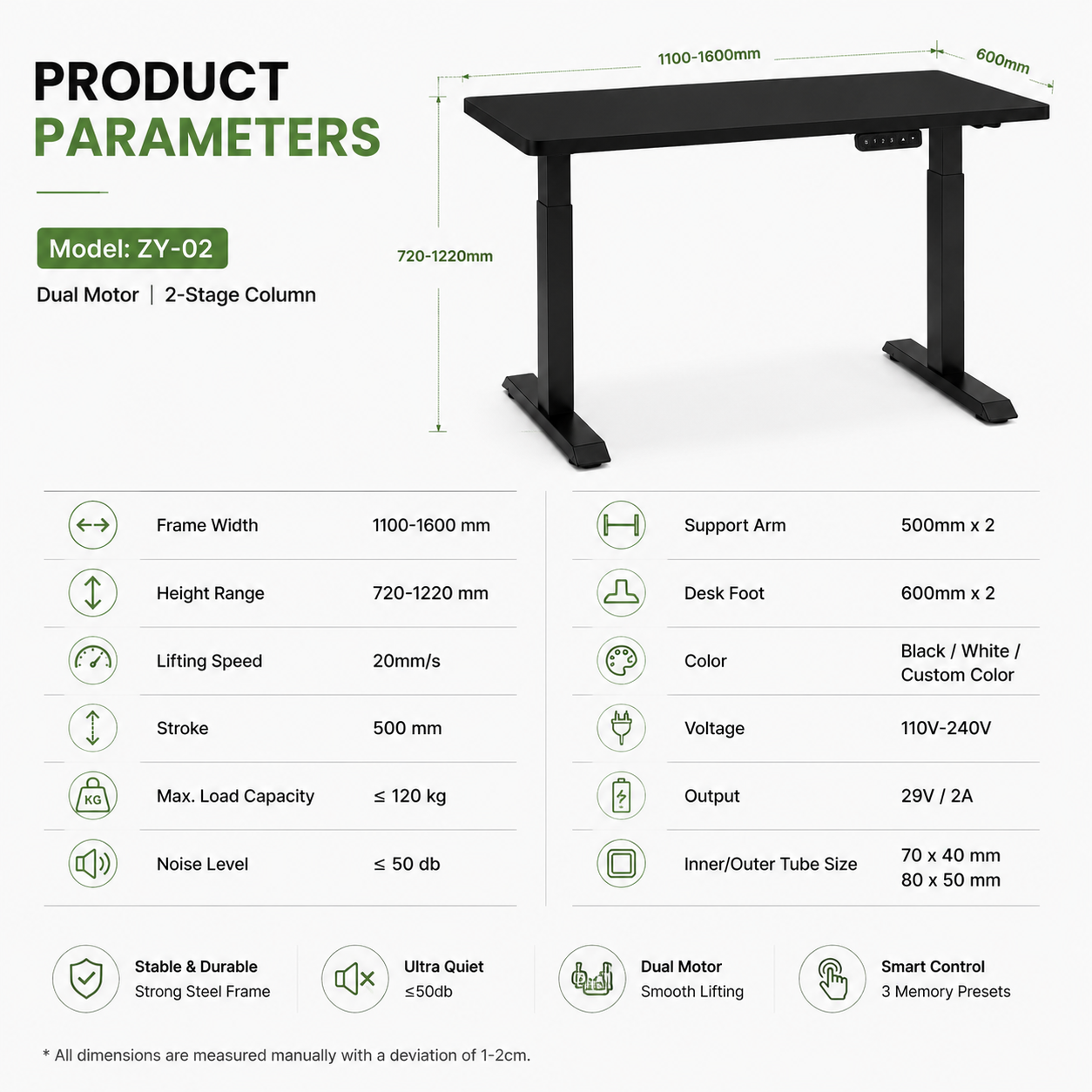 ergonomic height adjustable desk
