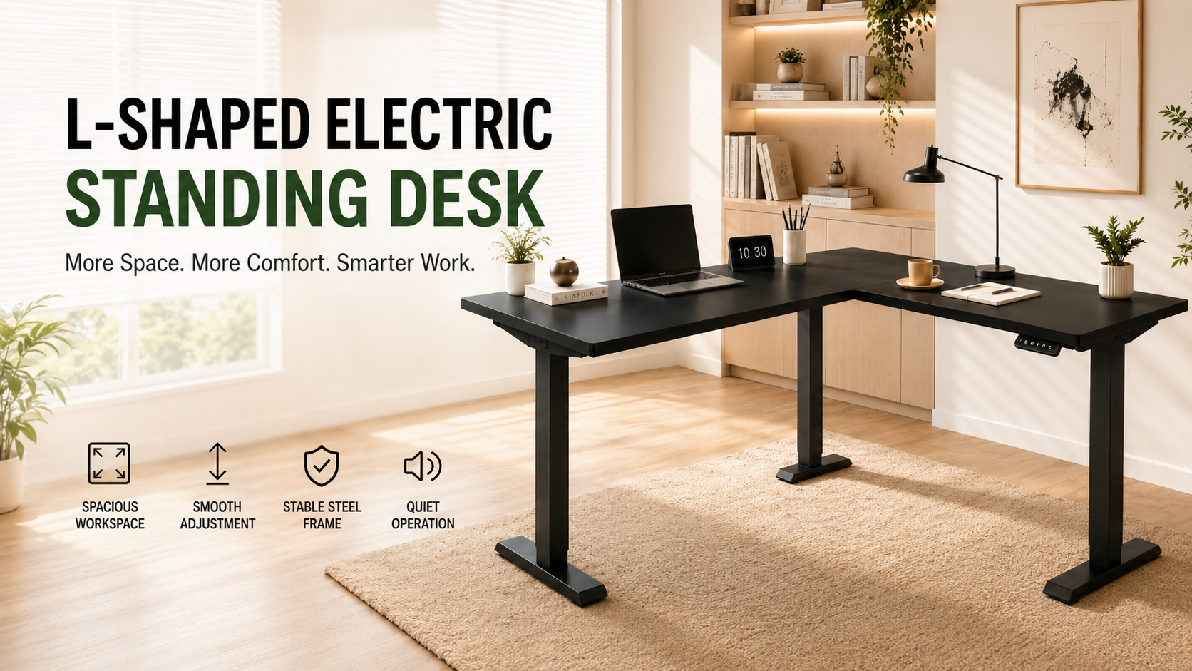 motorized L shaped desk